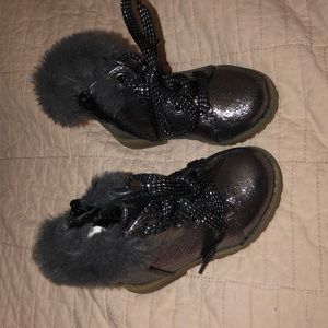 Baby girl metallic combat boots